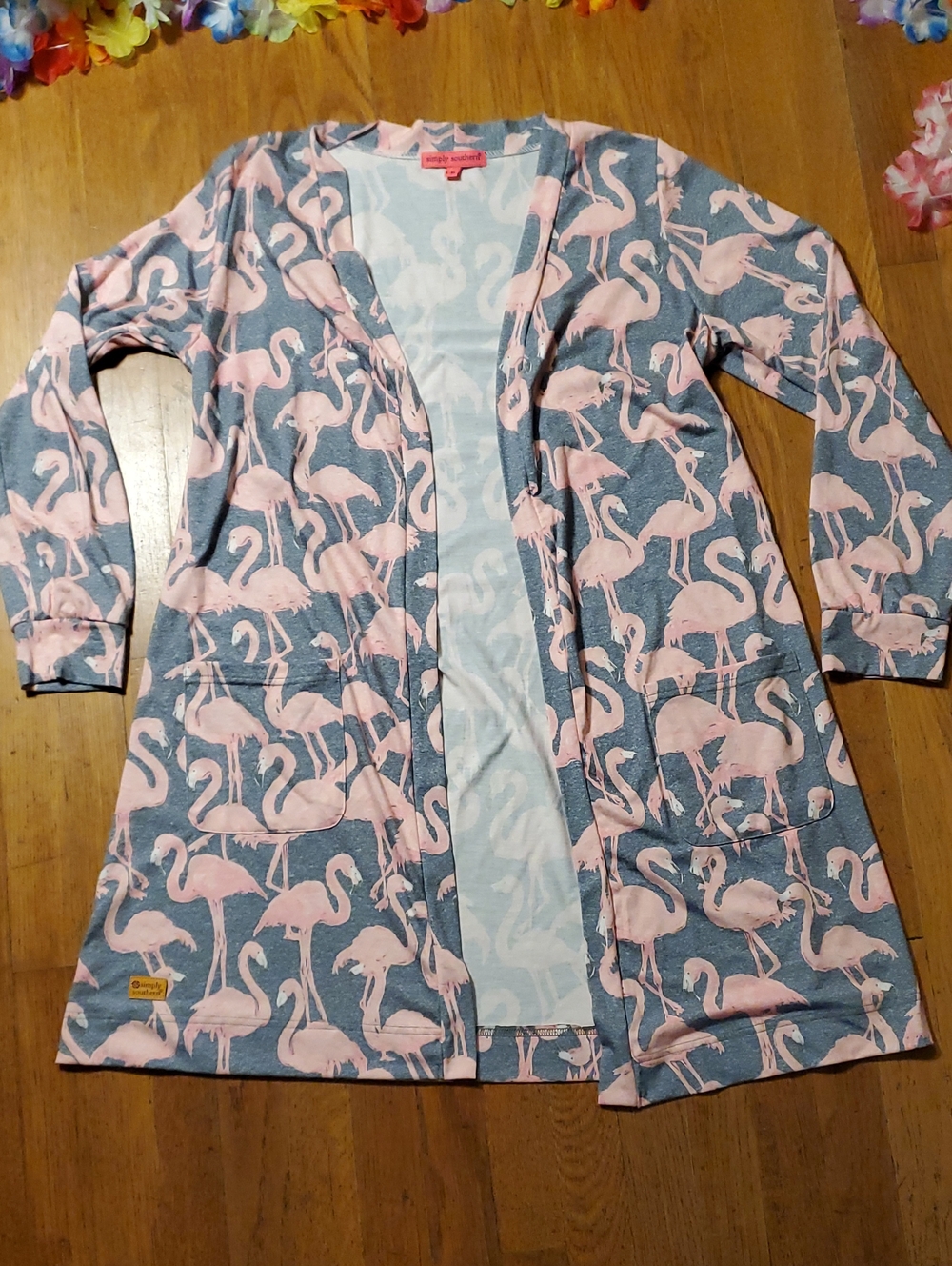 Simply Southern Pink Flamingo Open Cardigan
